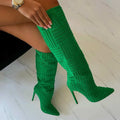 Green Rose Red High-Heeled Boots