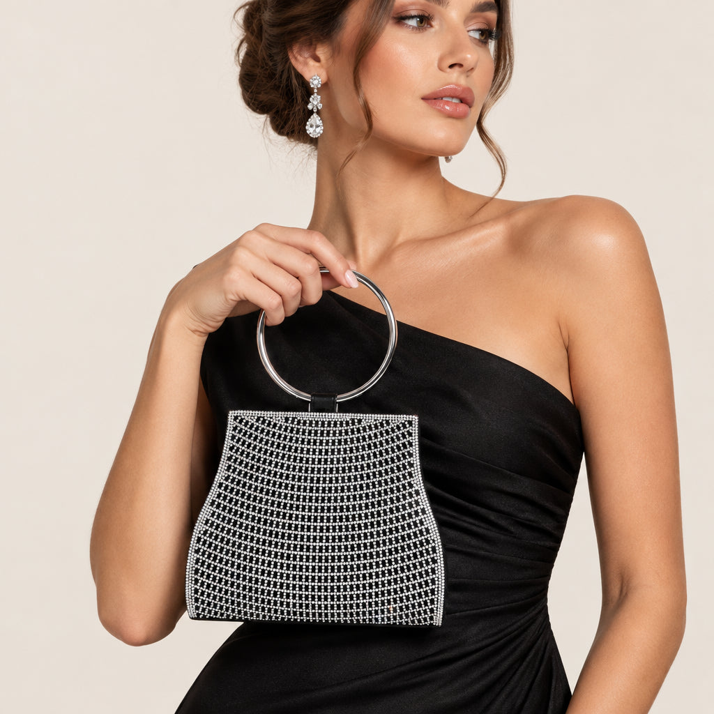 Le Sac Trapèze Strass à Poignée Anneau- Maison C&N